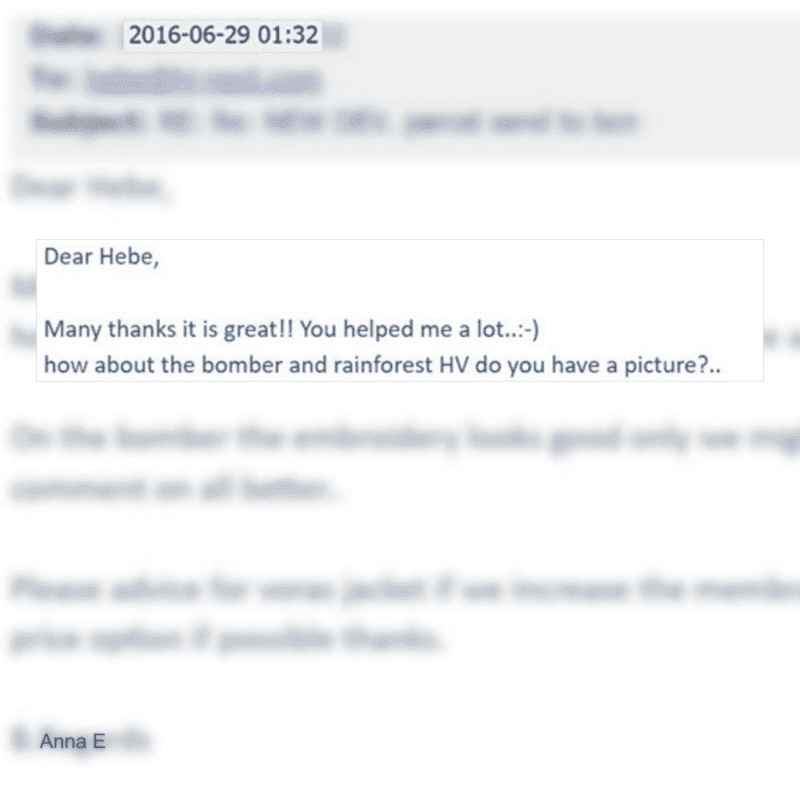 Client email testimonial from 2016