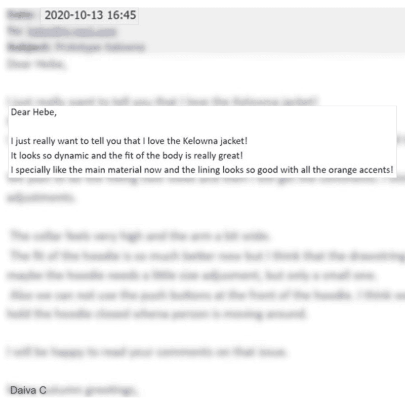 Client email testimonial from 2020