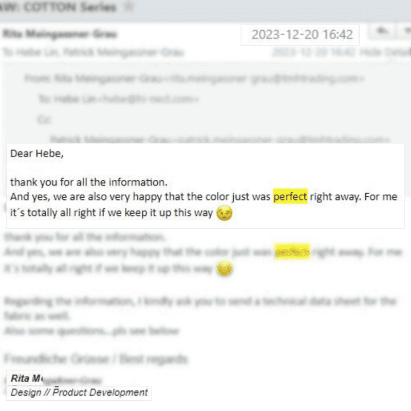 Client email testimonial from 2023