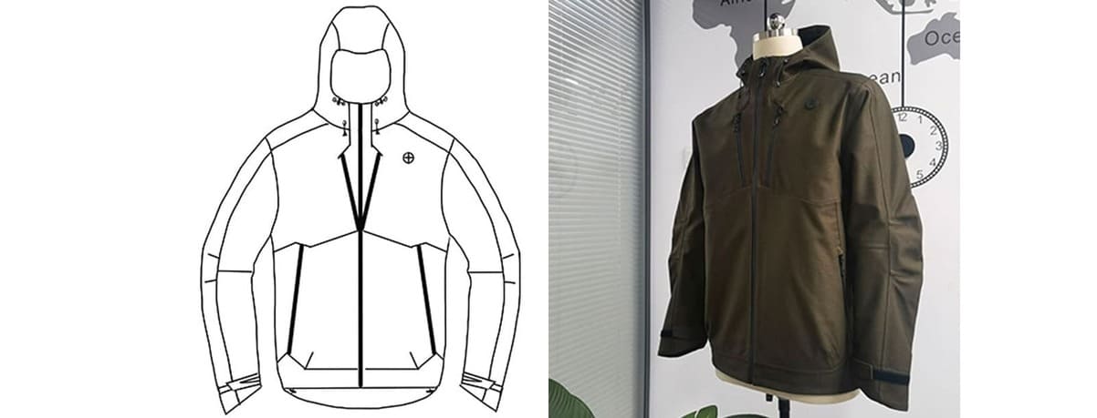 Jacket design development from sketch to sample