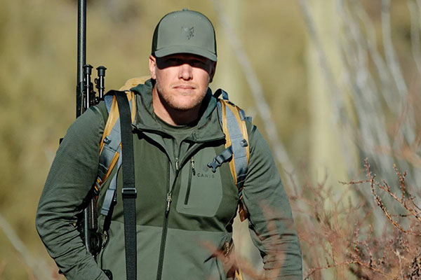 A display of advanced Schoeller and Polartec fabrics used in Canis apparel.